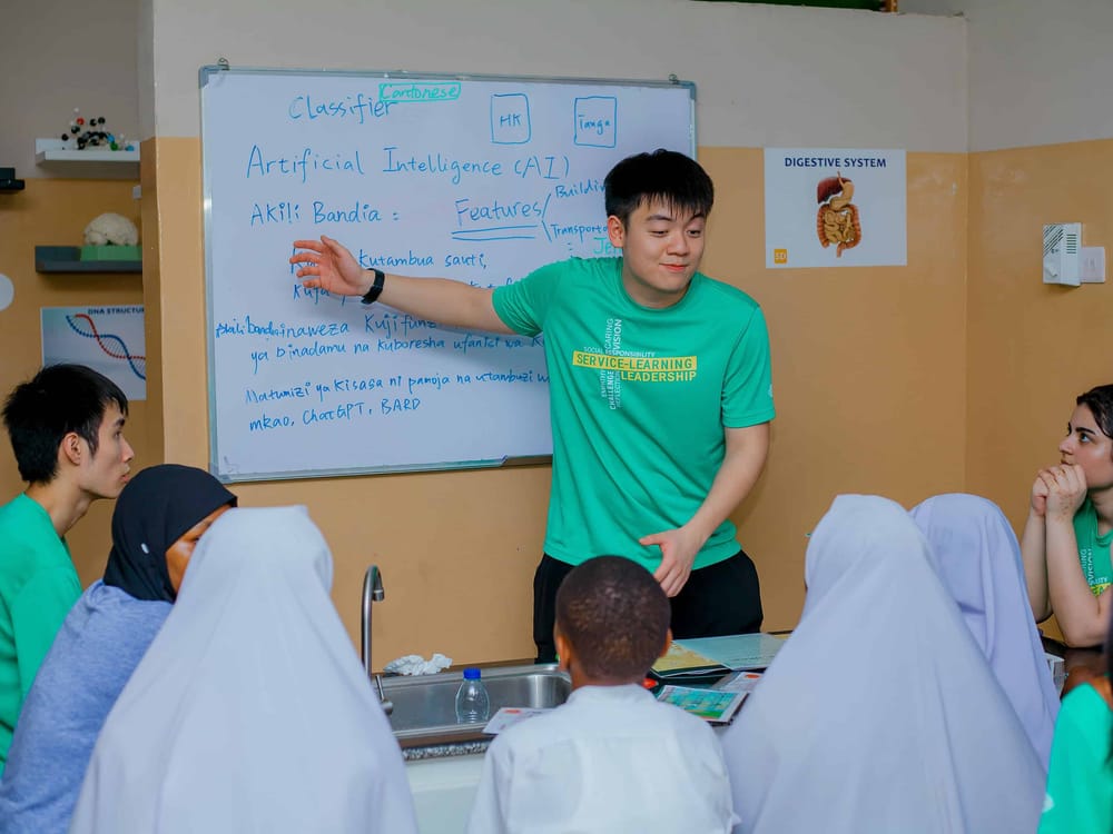 A session on artificial intelligence taught in Swahili at a school in Tanga, Tanzania